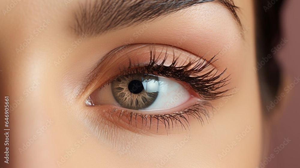 Natural and neutral eyeshadow cosmetic glamour appearance for a woman's beauty, eye, and eyesight. Makeup, model, and mascara lashes girl eyesight with brown iris for face cosmetics marketing Natural and neutral eyeshadow cosmetic glamour appearance for a woman's beauty, eye, and eyesight. Makeup, model, and mascara lashes girl eyesight with brown iris for face cosmetics marketing
