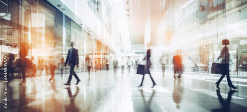 Shopping mall  department store interior with the supermarket for background banner with copy space  Abstract blurred image