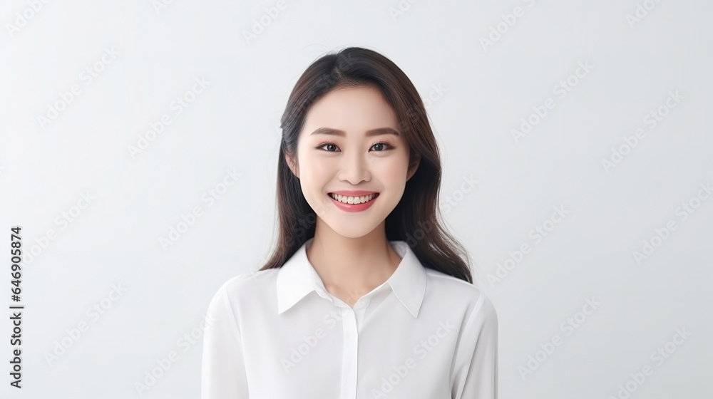 portrait of a young asian woman smiling. Beauty and hair care. Face and hair beauty. generative ai portrait of a young asian woman smiling. Beauty and hair care. Face and hair beauty. generative ai