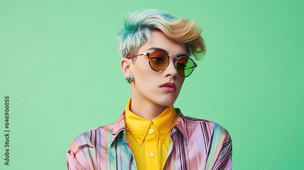 portrait of a woman in sunglasses on studio background. generative ai portrait of a woman in sunglasses on studio background. generative ai