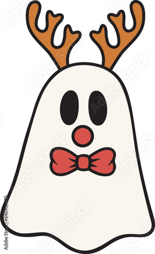 cute ghost christmas isolated white background