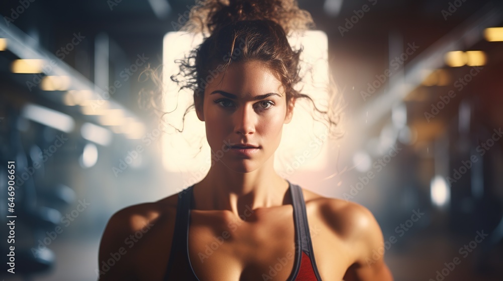 portrait of a woman in the gym. generative ai
