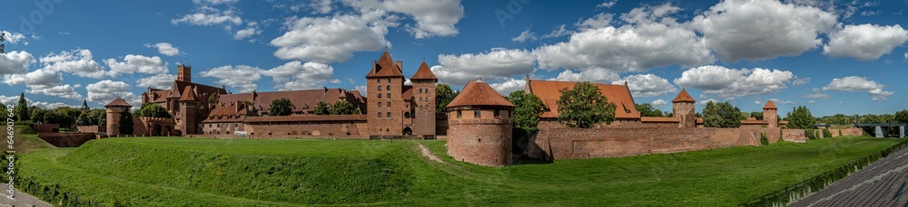 Panorama of the Teutonic Castle in Malbork on a summer,sunny day.