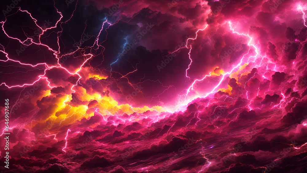 Epic Electric Storm: Vibrant Pink and Yellow Chaos