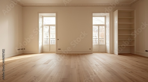 Empty rooms in new house with built in wardrobes.