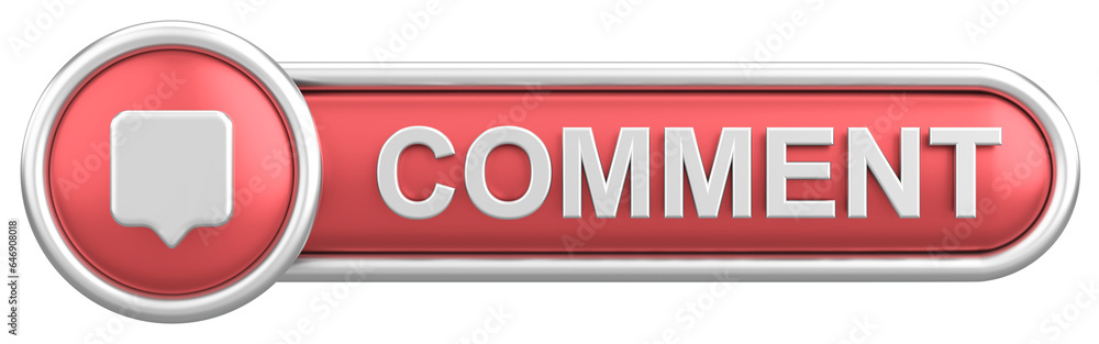 3D comment button. 3D illustration.