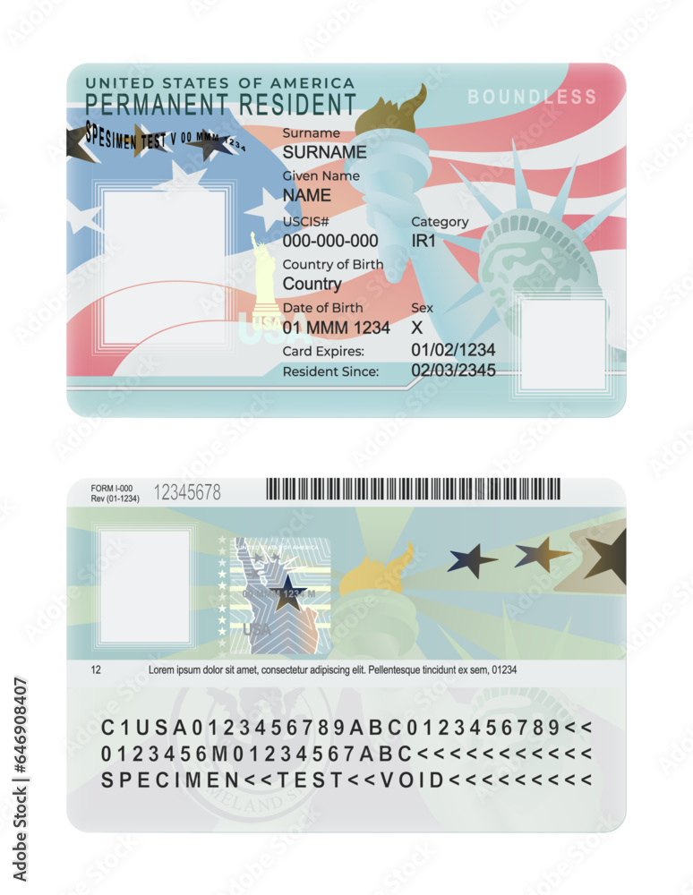 United States Of America Permanent Resident Card Template Isolated On A can-i-travel-to-mexico-with-schengen-visa-travel-erudition