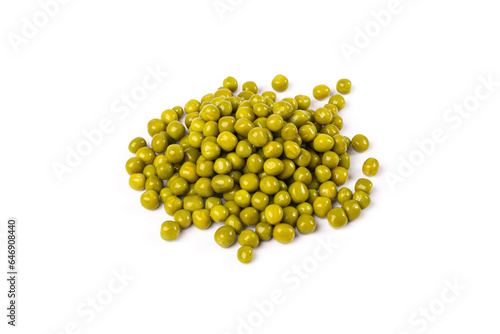 Canned Green Peas Isolated, Sweet Pea Pile, Cooked Legume, Protein Source, Healthy Vegan Food