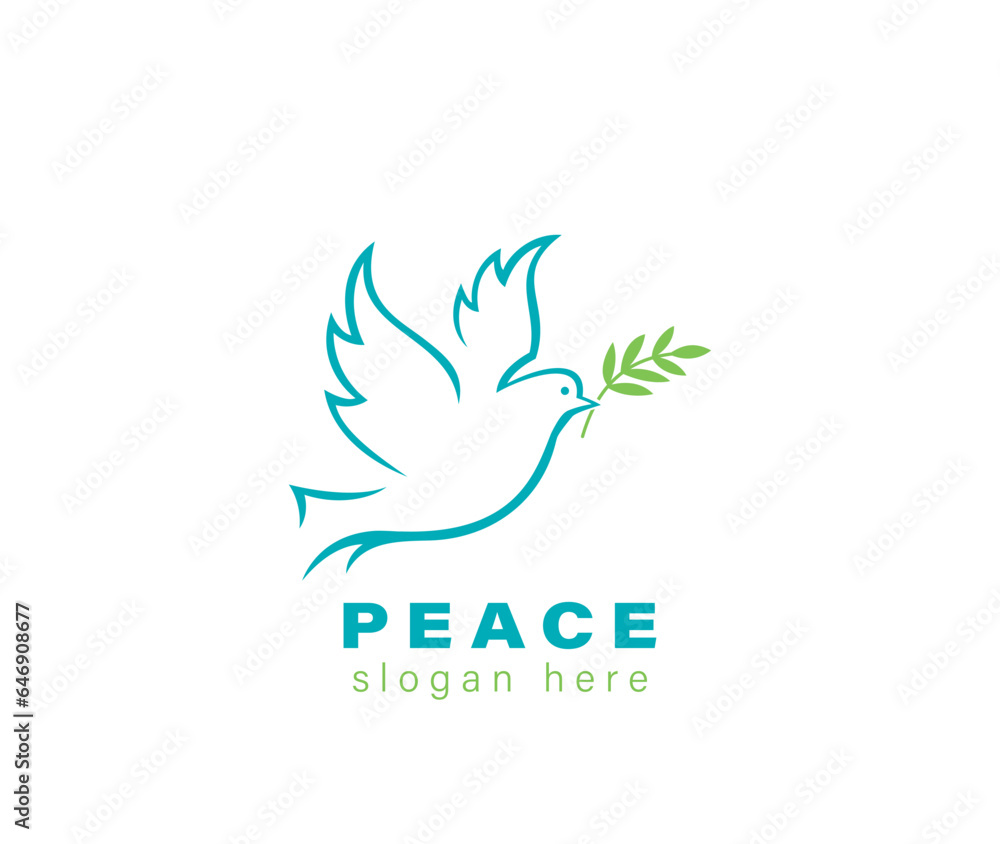 Flying bird as a symbol of peace logo