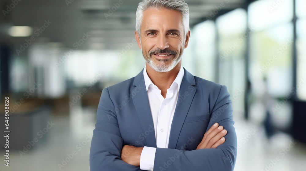 portrait of a mature businessman with crossed arm at office portrait of a mature businessman with crossed arm at office