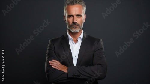 confident businessman isolated on a gray background 