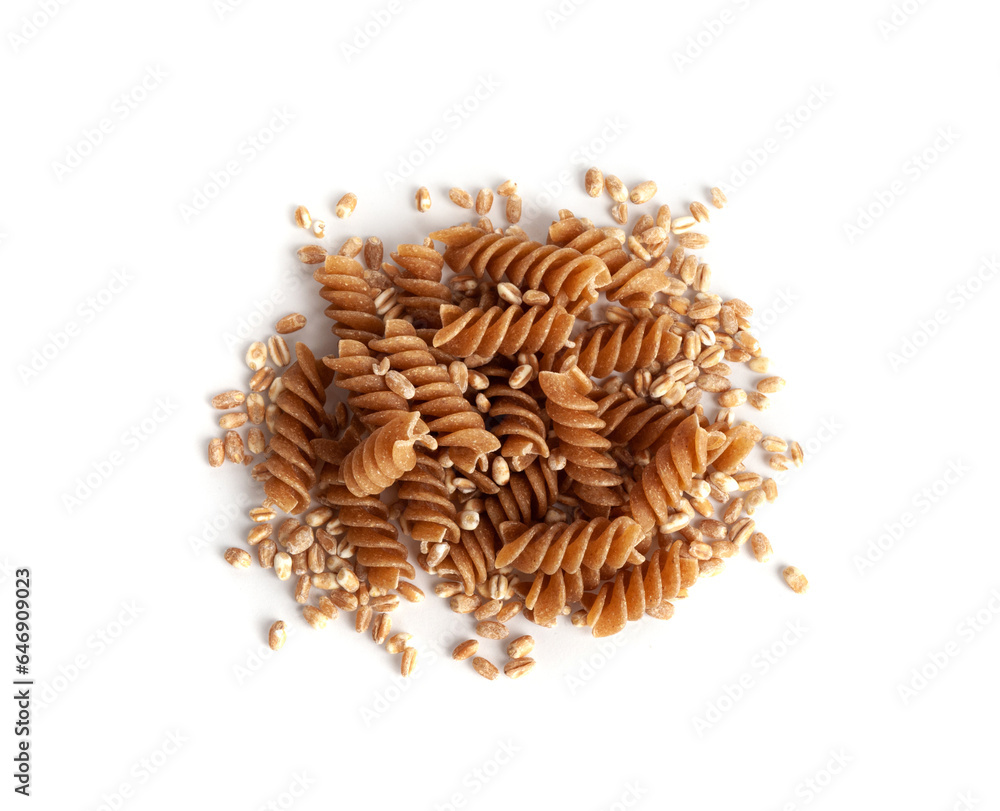 Raw Brown Pasta, Wholegrain Fusilli, Dry Whole Grain Noodle, Raw Spelt Macaroni, Healthy Italy Food Raw Brown Pasta, Wholegrain Fusilli, Dry Whole Grain Noodle, Raw Spelt Macaroni, Healthy Italy Food