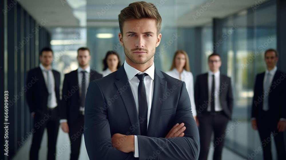 Portrait of a business team with their arms crossed at work, cooperation teamwork and collaboration at work. People, faces, and happiness at work in a professional office