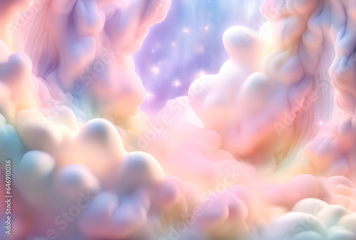 soft focus unimaginable clouds image of a very beautiful heaven. angel Magic clouds, radiating a sense of otherworldly beauty and serenity, warm, pastel, clouds, realm of dreams, Generative AI.