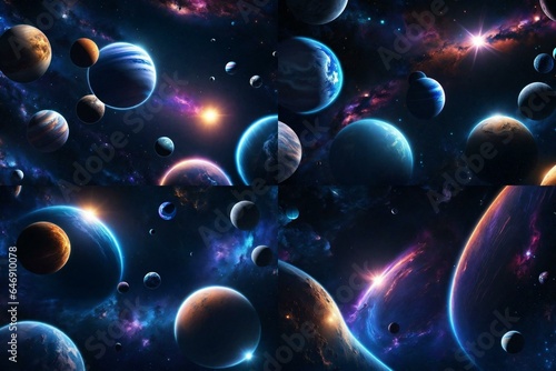 Planets and galaxy, science fiction wallpaper. Beauty of deep space