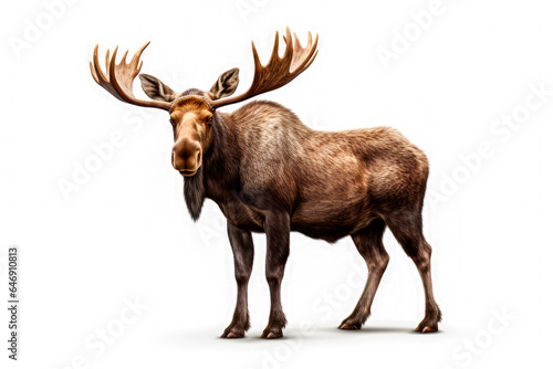 Moose with antlers on a white background