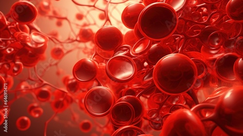 Red blood cells flowing through vein. generative ai