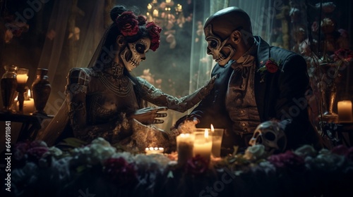 Couple dressed up for "day of the dead"