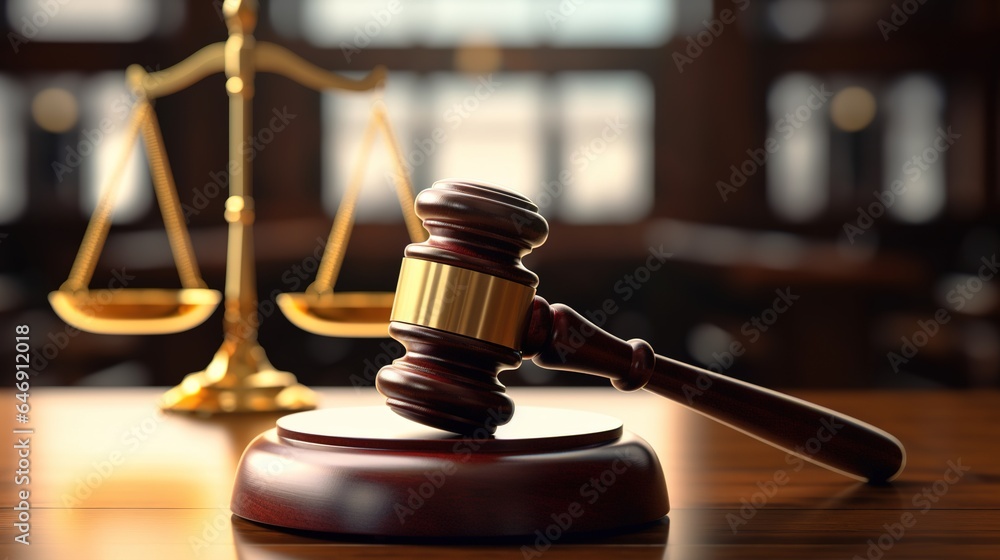 Justice and the Rule of Law Legality concept, Judge Gavel and law book on wooden table, law library concept. generative ai Justice and the Rule of Law Legality concept, Judge Gavel and law book on wooden table, law library concept. generative ai