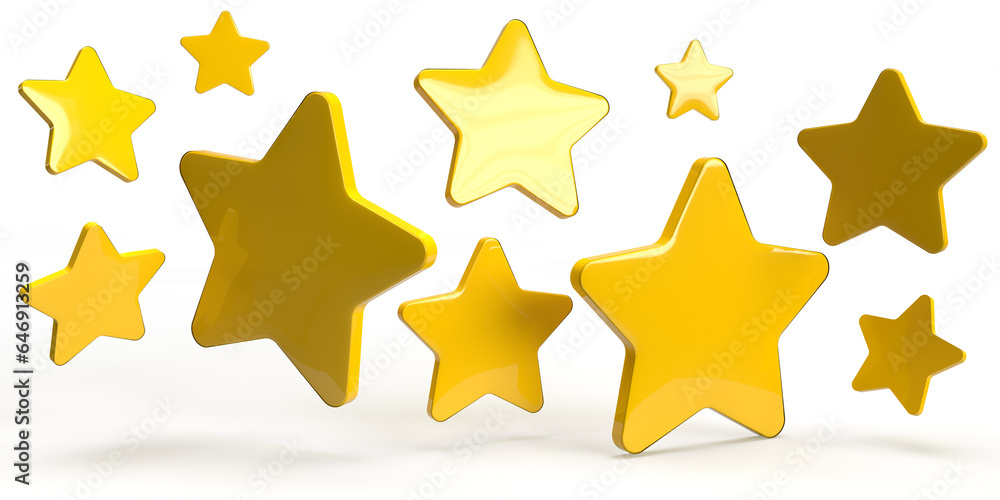set of 3d glowing yellow stars set of 3d glowing yellow stars