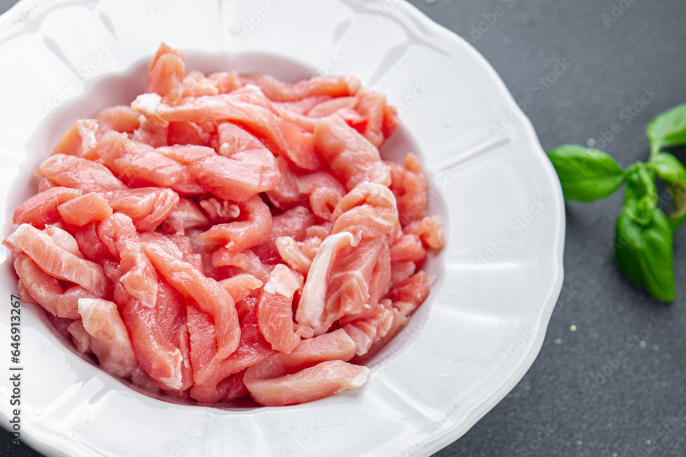 fresh meat pork raw pieces meal food snack on the table copy space food background rustic top view fresh meat pork raw pieces meal food snack on the table copy space food background rustic top view