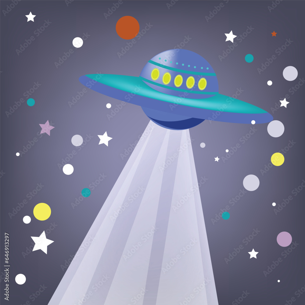 ufo vector illustration with stars in the space ufo vector illustration with stars in the space