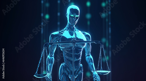 AI ethics or AI Law concept. Developing AI codes of ethics.. Regulation against unintended bias in machine learning algorithms. Generative AI.