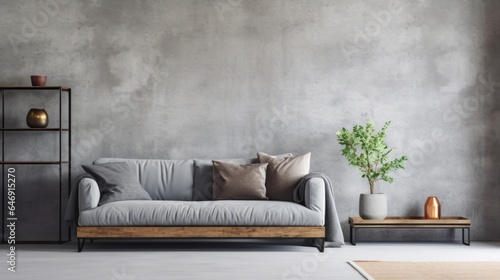 Wallpaper Mural loft interior design mockup living room sofa with minimal decorating and concrete wall beautiful house design space living room ideas template Torontodigital.ca