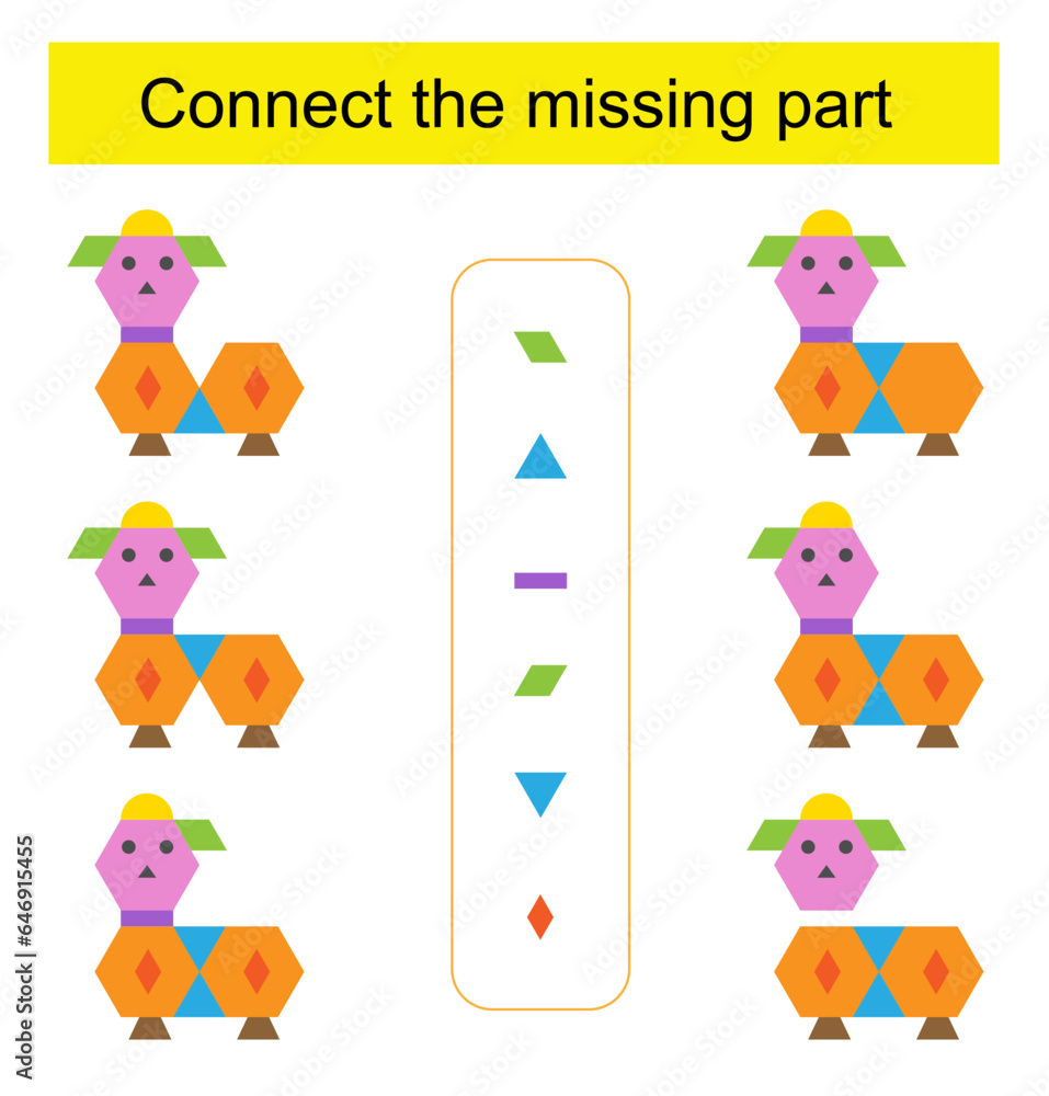 Fototapeta premium Connect the missing part. Task for the development of attention and logic.