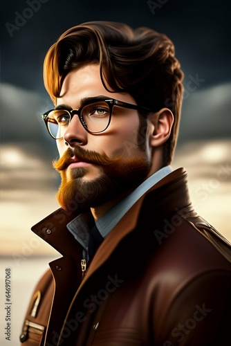 Brown look men with glasses 