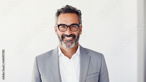 portrait of a mature businessman look at camera isolated on white background