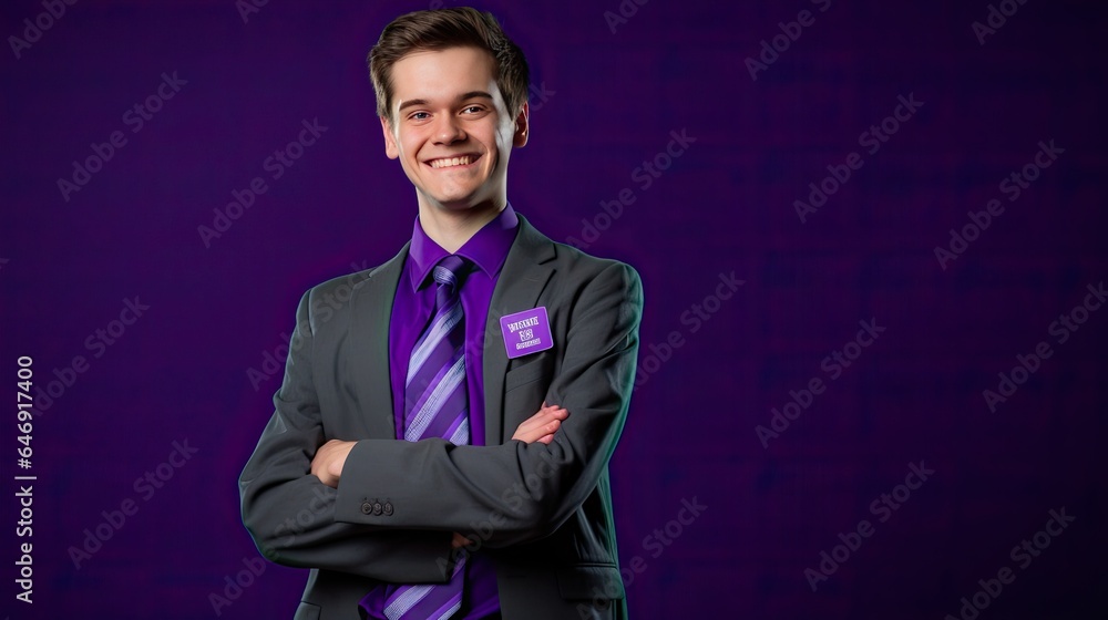 Model proudly wearing a Model proudly wearing a