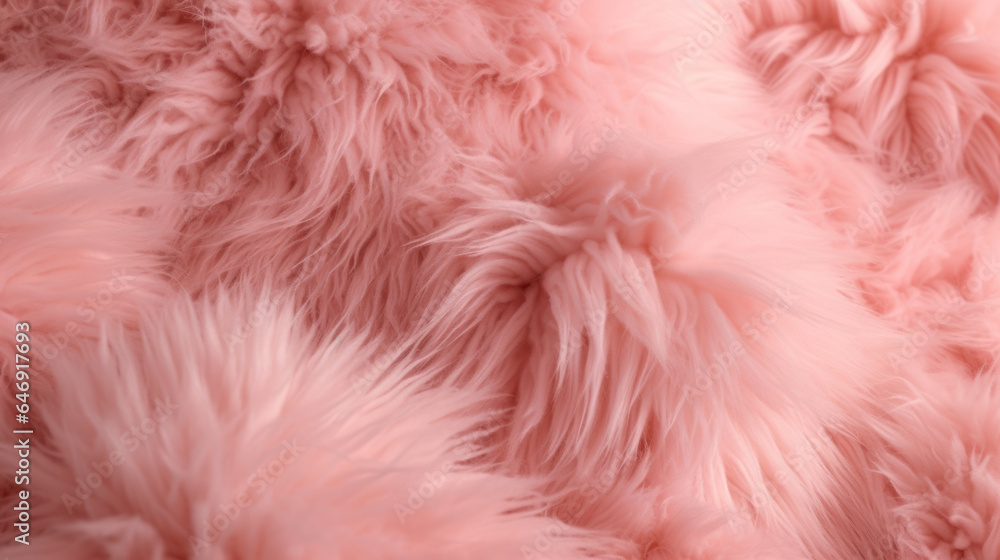 Beautiful pink fur as background, closeup. Pink fluffy fabric texture.