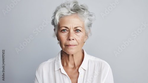 portrait of senior woman on a white background photo