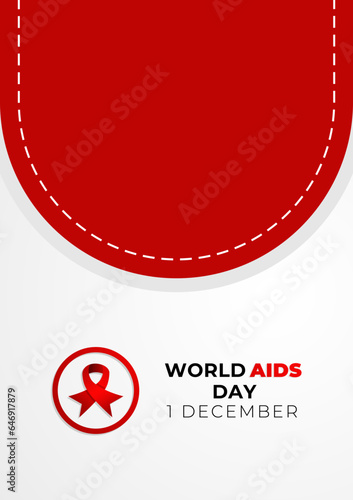 World Aids Day design. Illustration of awareness red ribbon and text for presentation design, background, banner, poster, social media.
