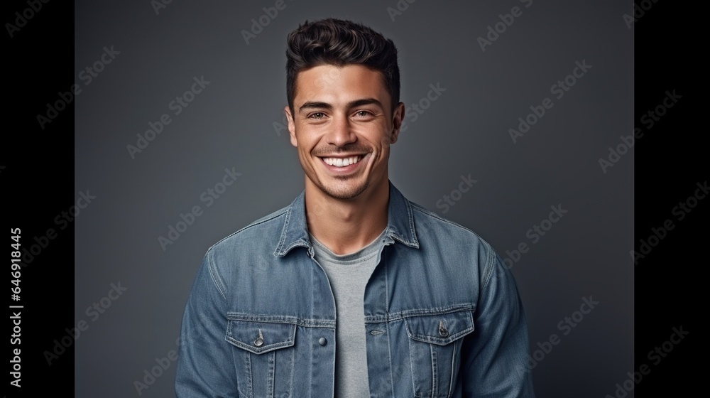 portrait of a handsome man on gray background . generative ai portrait of a handsome man on gray background . generative ai