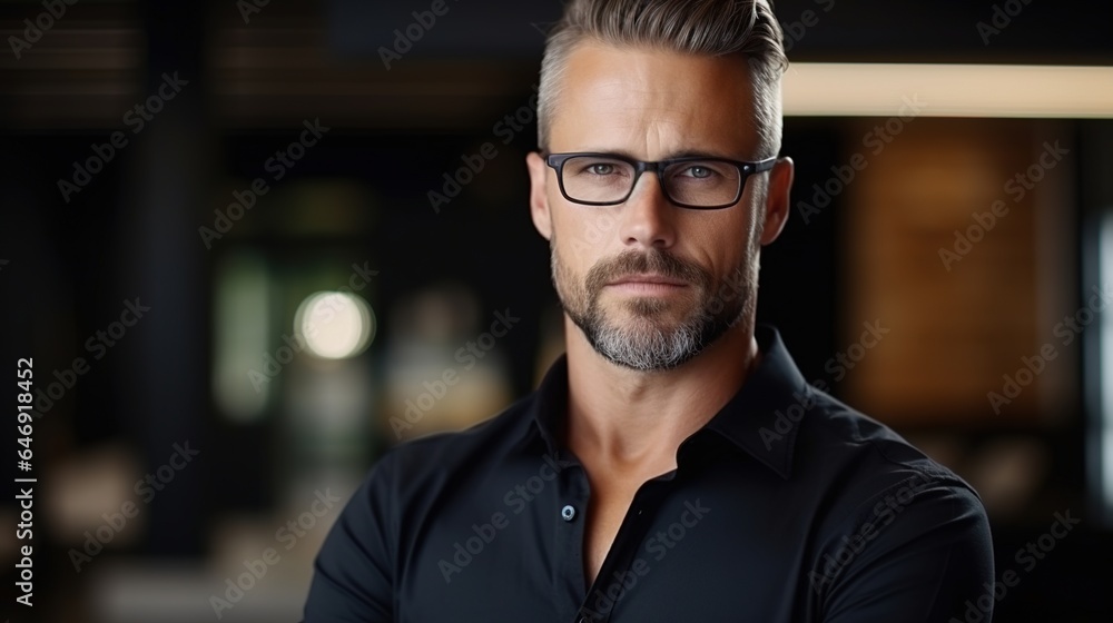 Fototapeta premium portrait of a professional man standing and look at camera against.