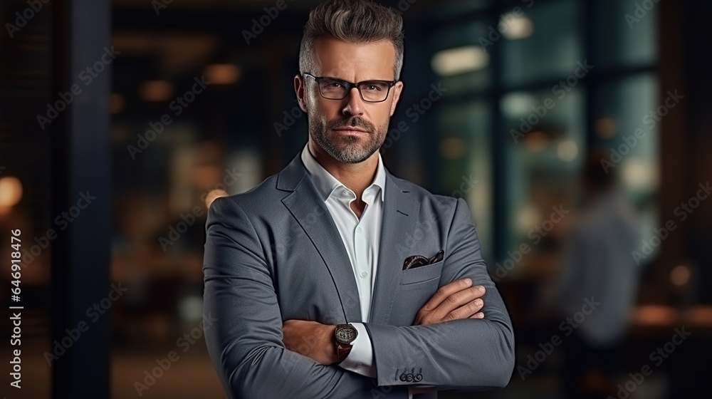 portrait of a professional businessman standing and look at camera. portrait of a professional businessman standing and look at camera.