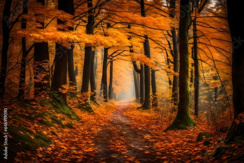 Autumn forest path