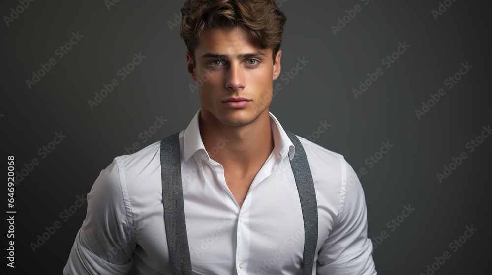 portrait of a handsome man on gray studio background portrait of a handsome man on gray studio background