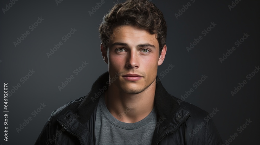 portrait of a handsome man on gray studio background portrait of a handsome man on gray studio background