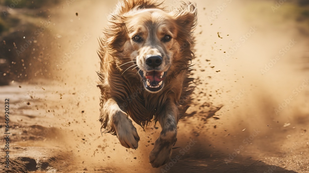 Dog running on the beach Dog running on the beach