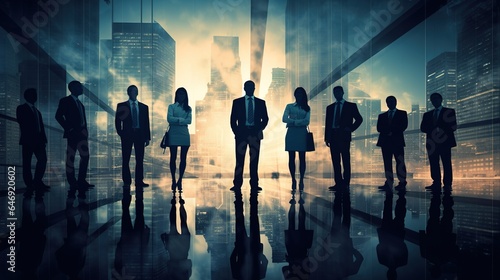 global business concept  business people standing on city background. generative ai