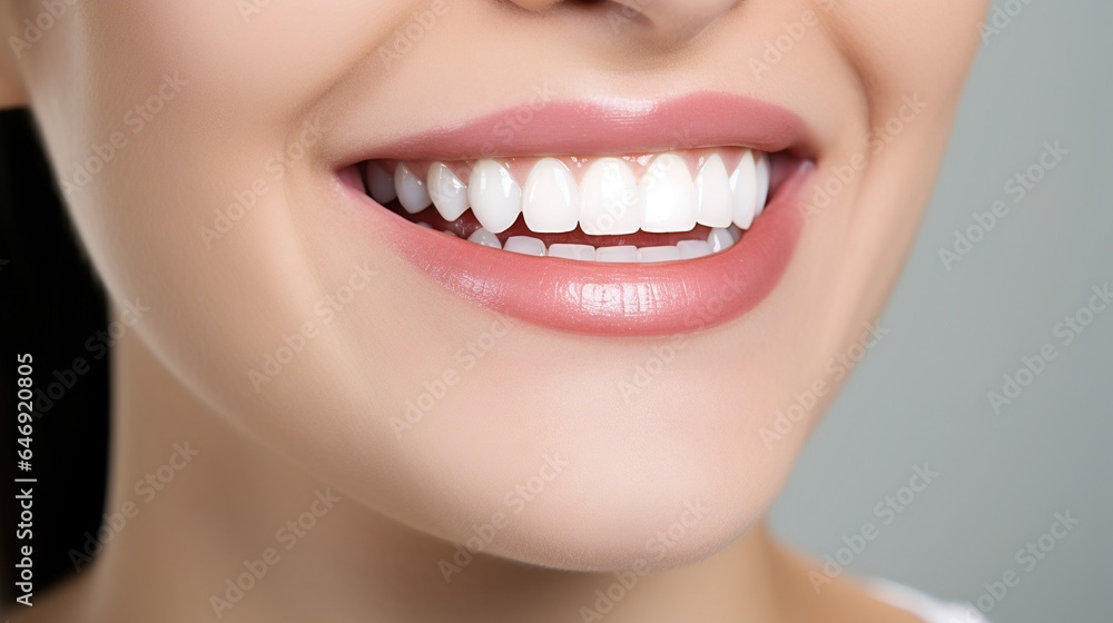 Fototapeta premium woman's mouth with a brilliant white smile and healthy teeth
