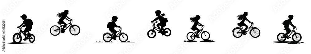 Children silhouettes playing outdoor. Children silhouettes playing outdoor.