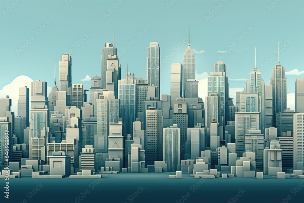 Cityscape with skyscrapers.