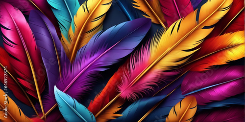 colorful bird feathers background ai generated