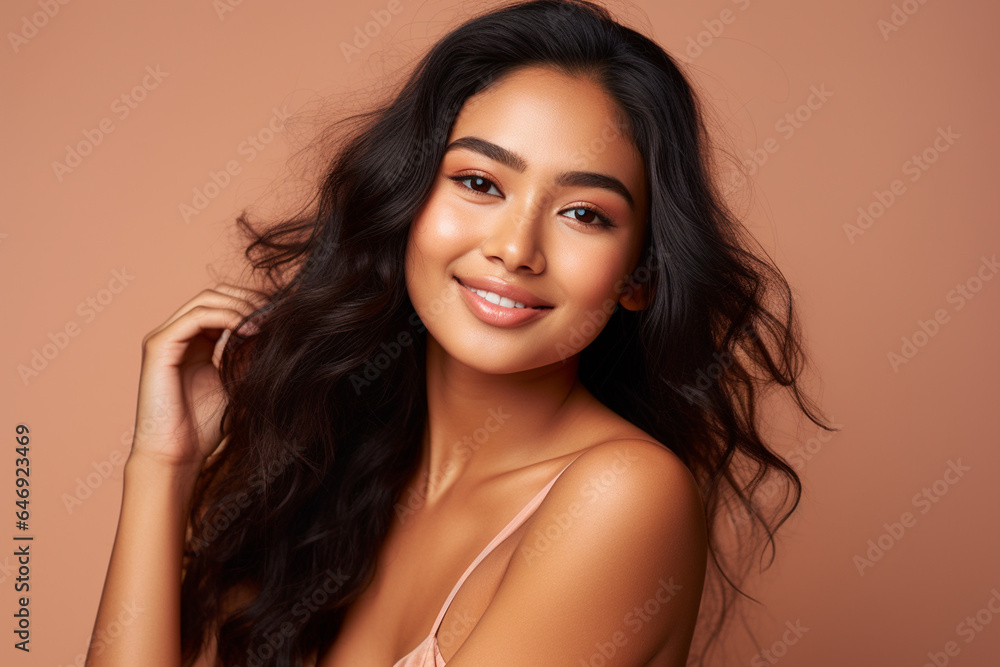 Attractive young Asian Indian woman with a gorgeous smile and perfect, radiant skin. ideal for cover, poster, beauty advertising Attractive young Asian Indian woman with a gorgeous smile and perfect, radiant skin. ideal for cover, poster, beauty advertising
