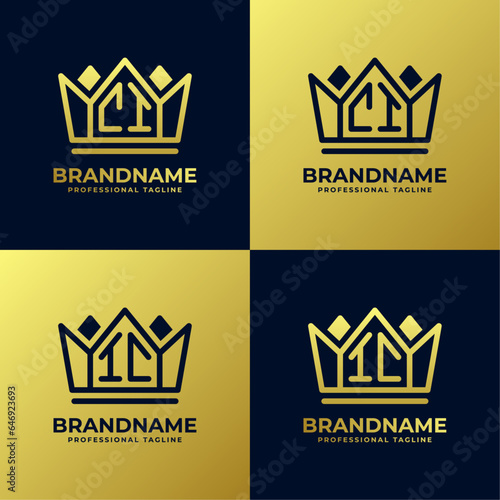 Letter CI and IC Home King Logo Set, suitable for business with CI or IC initials.