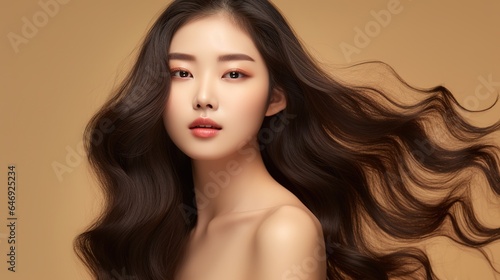 Face care, Facial treatment, Cosmetology, beauty and spa, Asian women portrait, Beautiful young asian woman with clean fresh skin on white backdrop. 